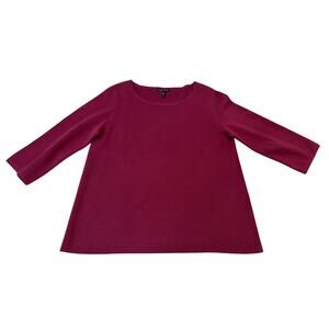 Eileen Fisher Mum Silk Organic Cotton Interlock Bateau Neck Sweater Top M